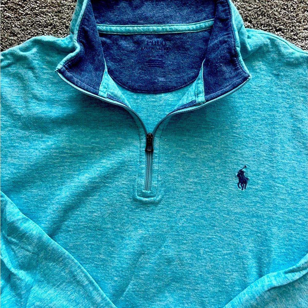 NWOT Men’s Ralph Lauren Polo 1/4 Zip Light Blue Size Large